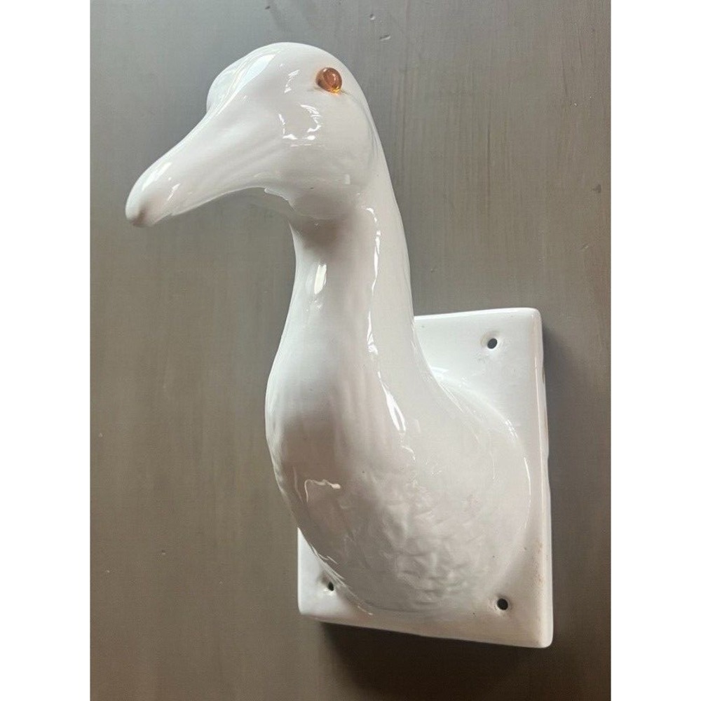 Porcelain‎ Neutral White Ceramic Goose Wall Hook Farmhouse Towel Kitchen Decor
